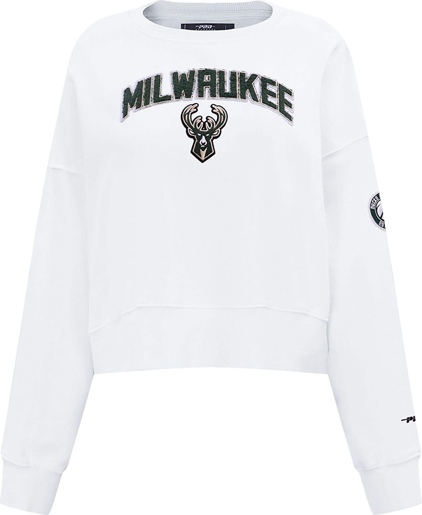 Pro Standard Women's Milwaukee Bucks White Fleece Crewneck Sweater