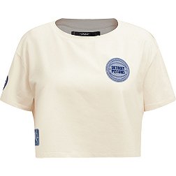 Pro Standard Women's Detroit Pistons Varsity Blues Cropped Boxy T-Shirt