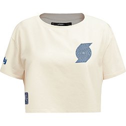 Pro Standard Women's Portland Trail Blazers Varsity Blues Cropped Boxy T-Shirt