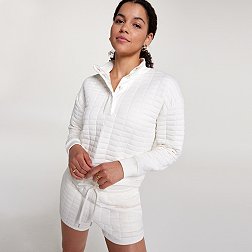 CALIA Women's Quilted Mock Neck Pullover Sweatshirt