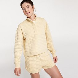 CALIA Women's Quilted Mock Neck Pullover Sweatshirt
