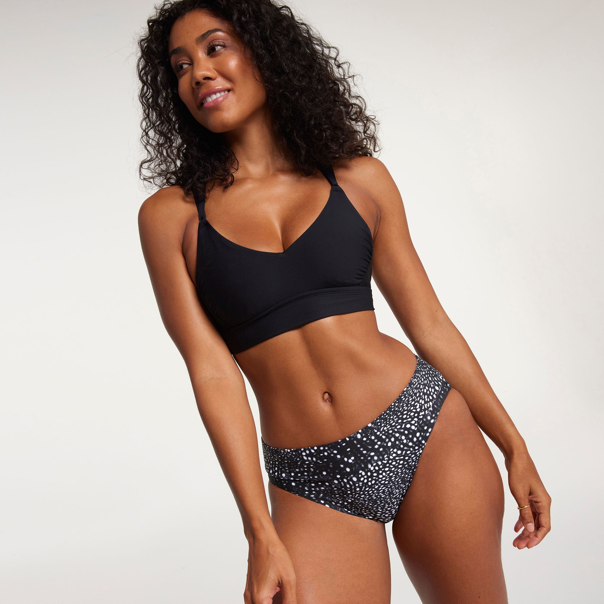 CALIA Women's Strappy Back Ruched Medium Support Bikini Swim Top