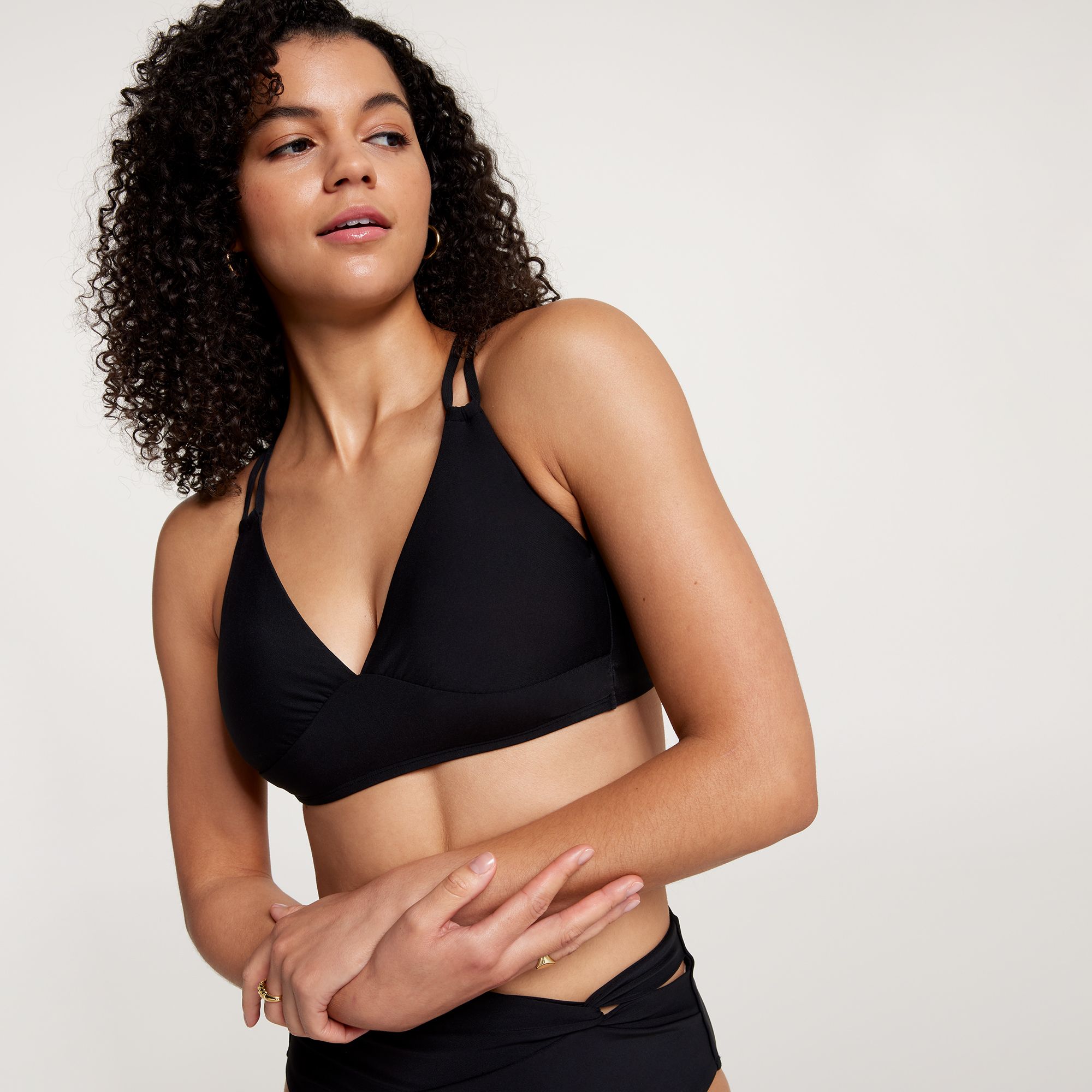 CALIA Women's Double Strap Triangle Bikini Low Support Swim Top