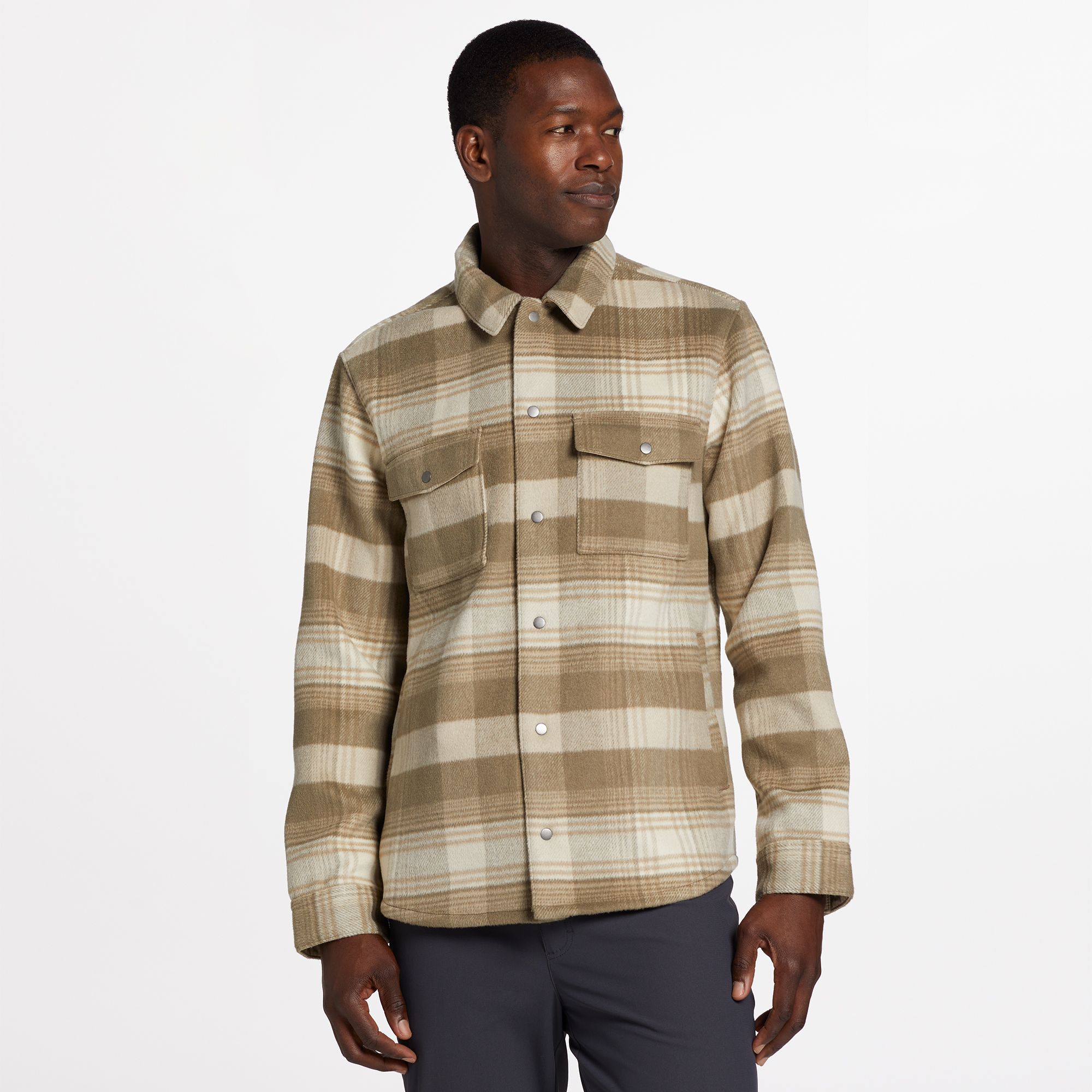 VRST Men's Wool Blend Plaid Shirt Jacket
