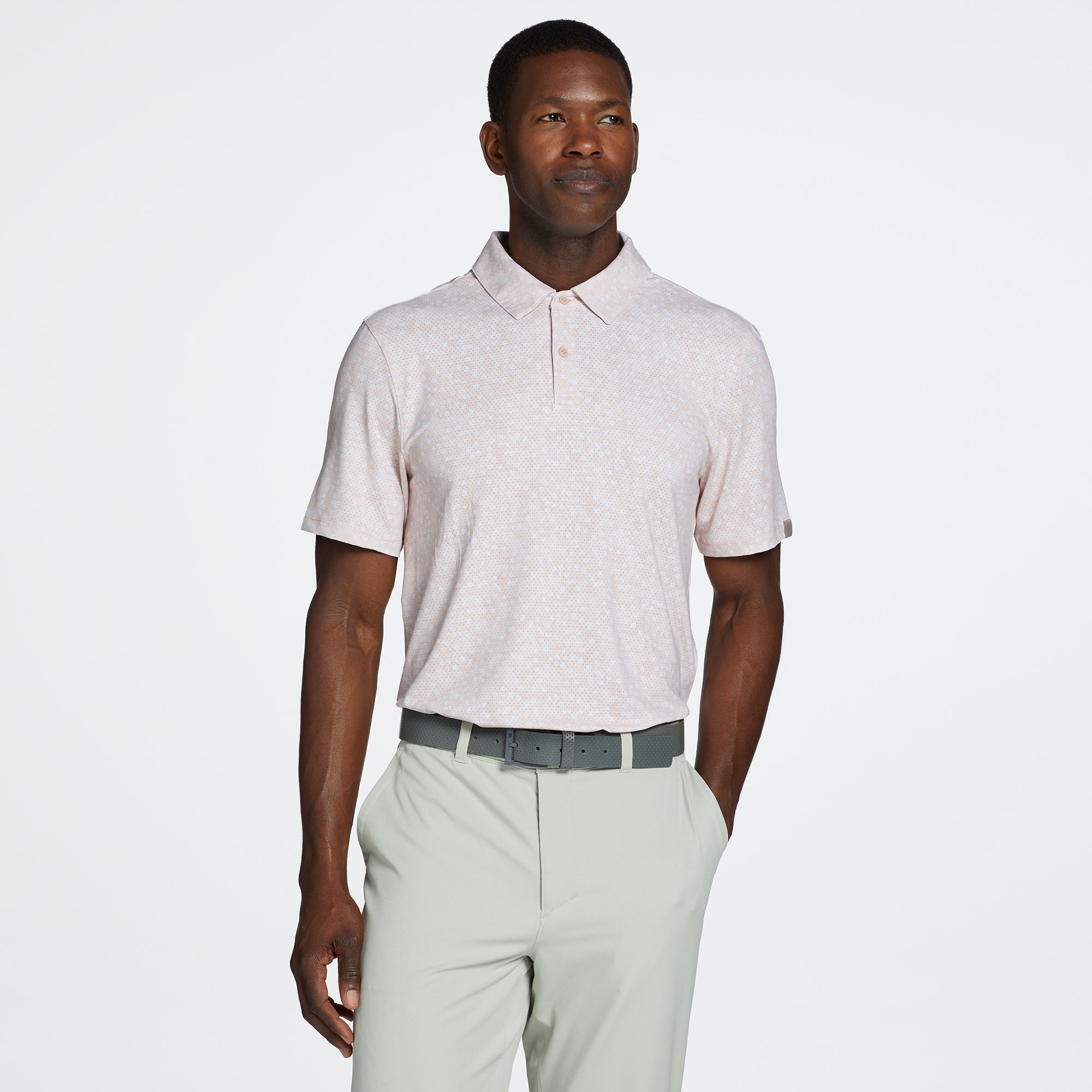 VRST Men's Washed Geo Mesh Golf Polo