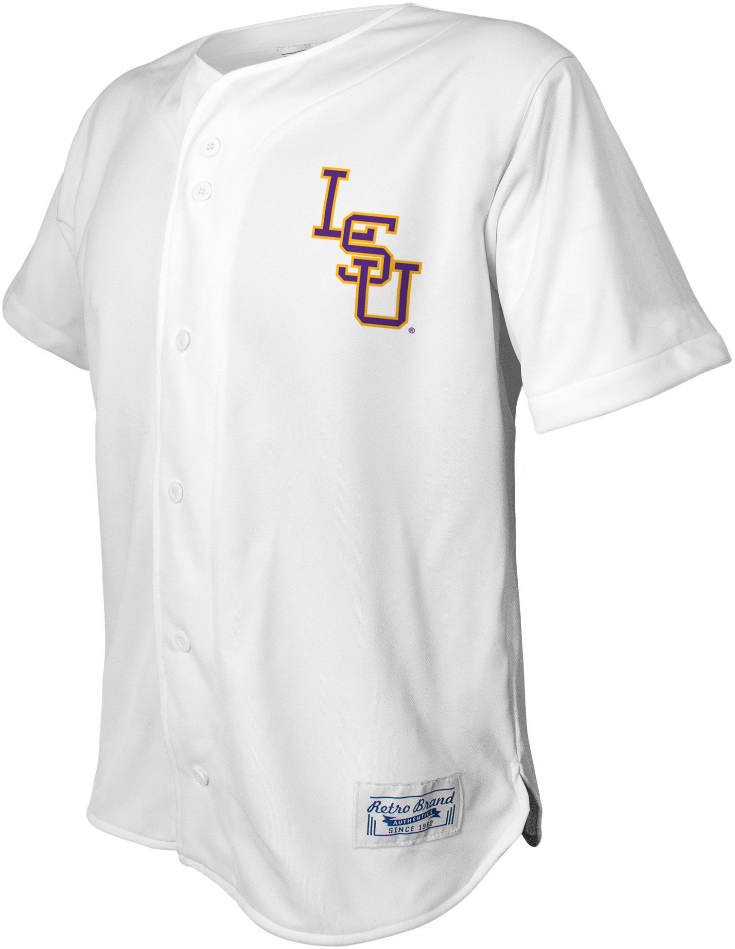 Retro Brand Men's LSU Tigers White Replica Baseball Jersey