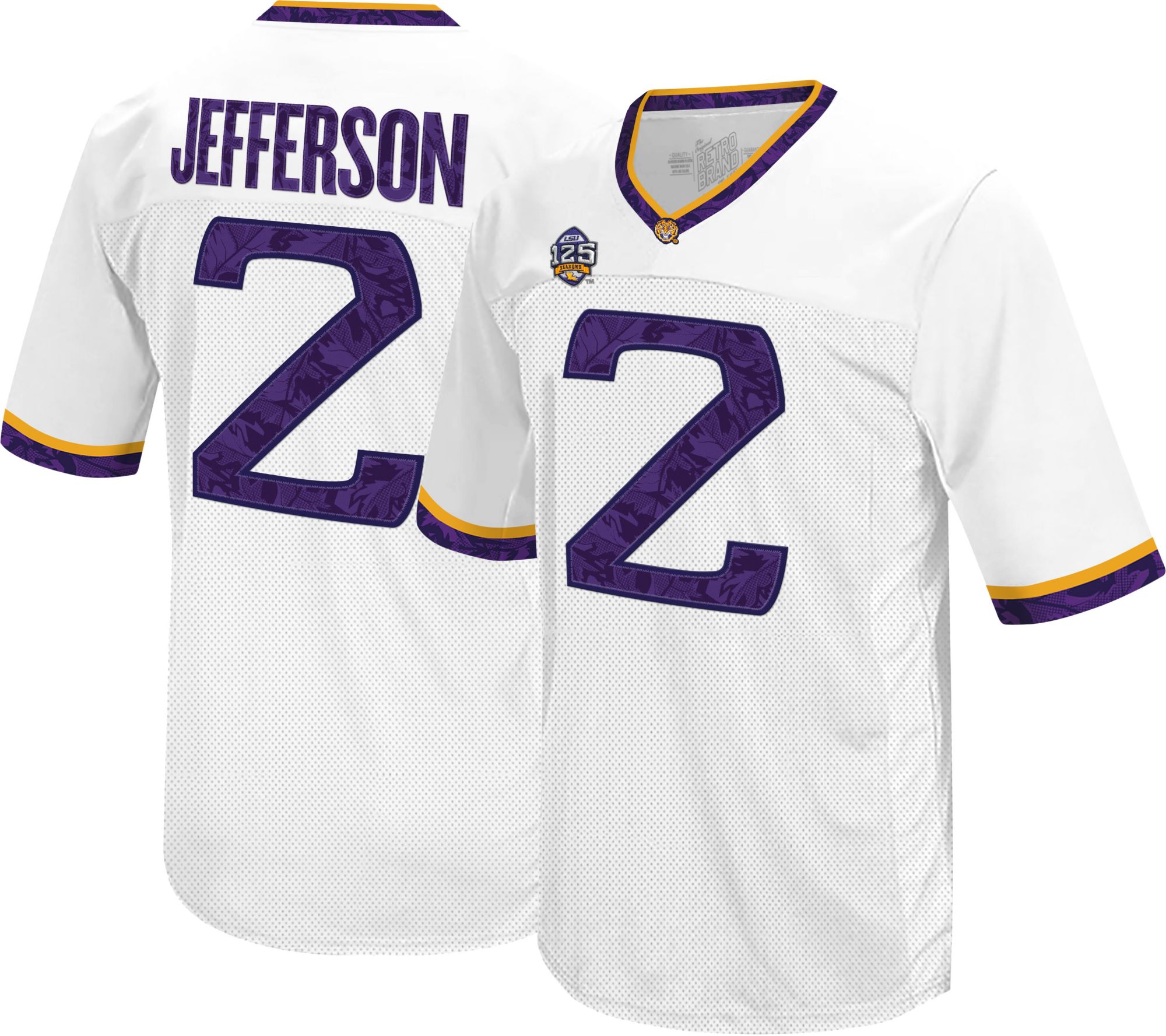 Retro Brand Men's LSU Tigers Justin Jefferson #2 White Replica Football Jersey