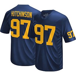 Retro Brand Youth Michigan Wolverines Aidan Hutchinson #97 Blue Replica Football Jersey