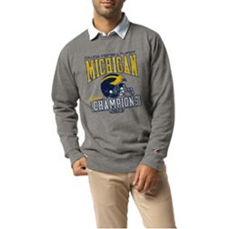 League-Legacy Adult 2023 College Football National Champions Michigan Wolverines Heritage Tri-Blend Pullover Crew