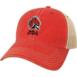 League-Legacy Adult Ball State Cardinals Scarlet Old Favorite Adjustable Trucker Hat