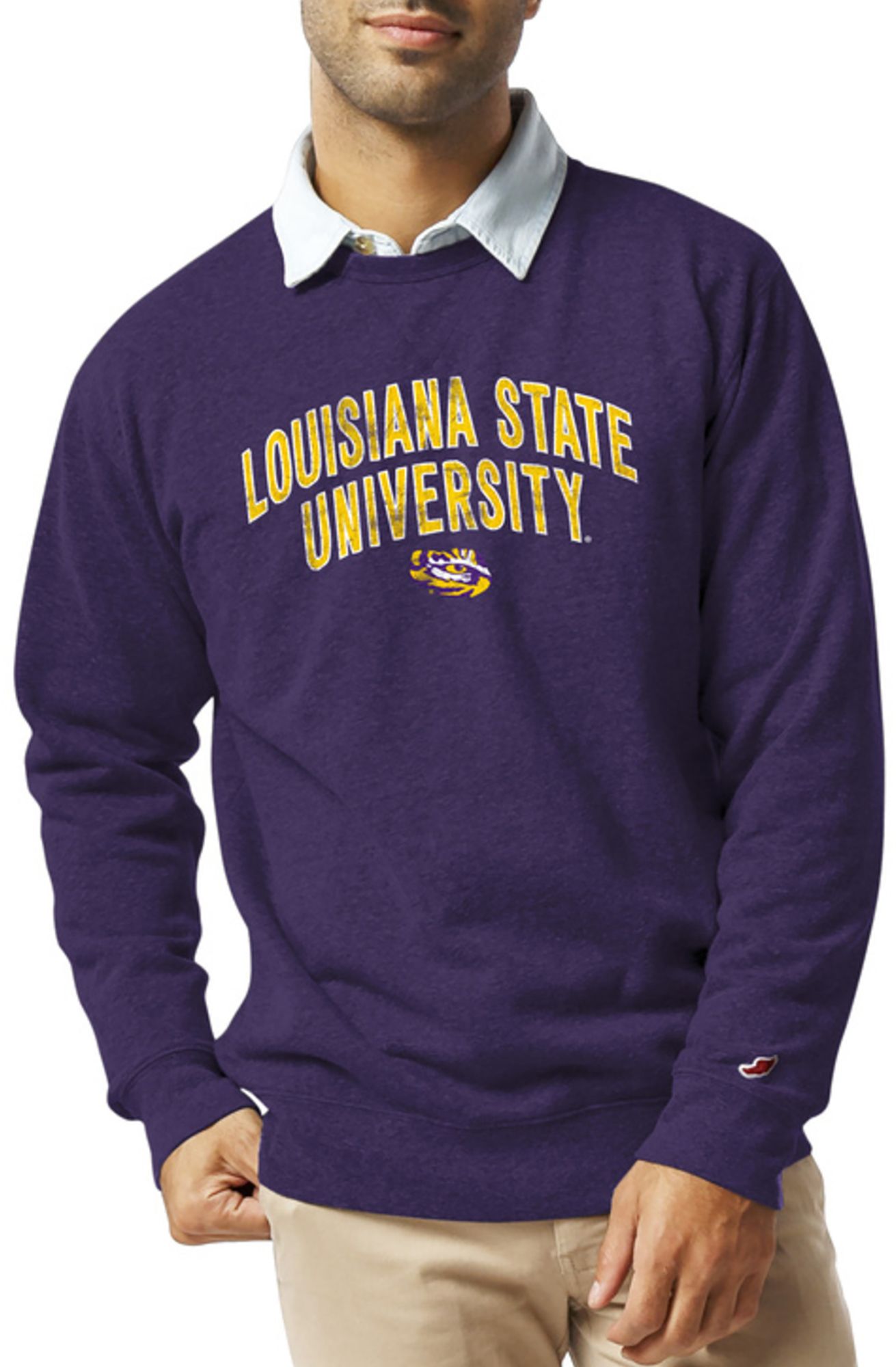 League-Legacy Men's LSU Tigers Purple Heritage Crew Sweatshirt