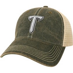 League-Legacy Adult Troy Trojans Black Old Favorite Adjustable Trucker Hat
