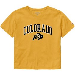 League-Legacy Women's Colorado Buffaloes Gold Cotton Cropped T-Shirt