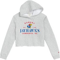 League-Legacy Women's Kansas Jayhawks Grey Cropped Hoodie