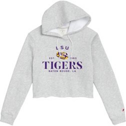 League-Legacy Women's LSU Tigers Grey Cropped Hoodie