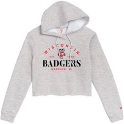 League-Legacy Women's Wisconsin Badgers Grey Cropped Hoodie