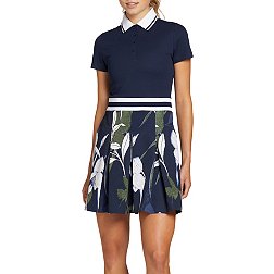 Lady Hagen Women's Pleated Floral Short Sleeve Golf Dress