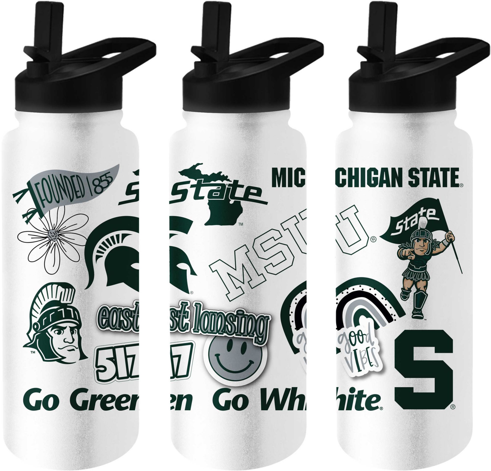 Logo Brands Michigan State Spartans 34 oz. Stainless Steel Native Quencher Water Bottle