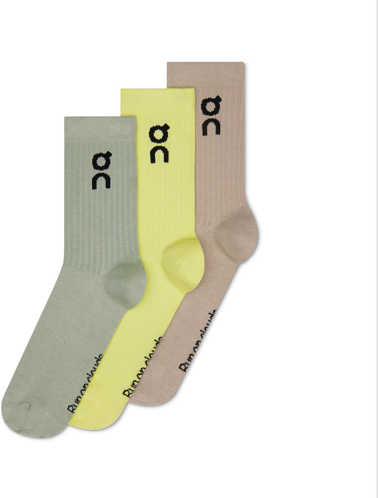 On Unisex Logo Crew Socks - 3 Pack Lemonade/Tin thumbnail