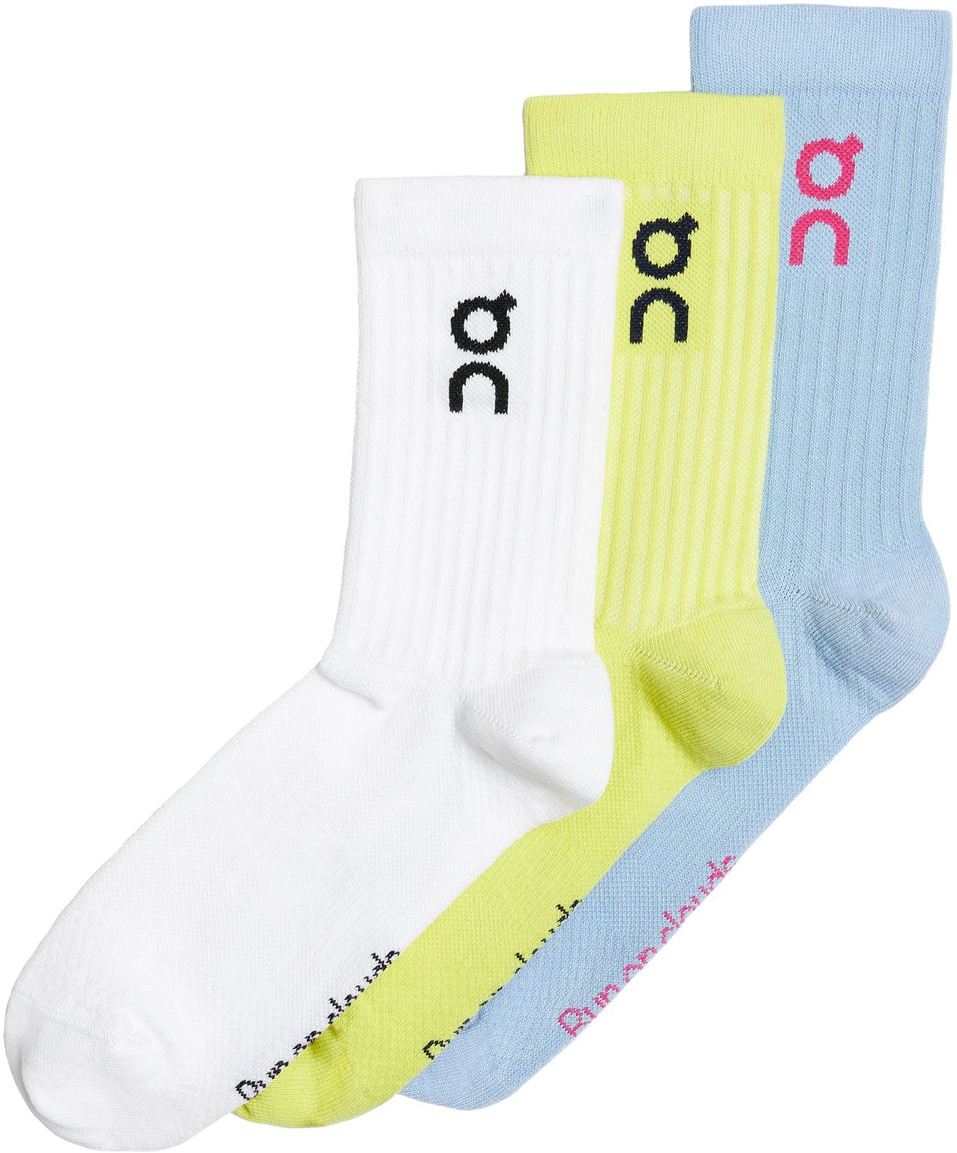 On Unisex Logo Crew Socks - 3 Pack White/Zest thumbnail