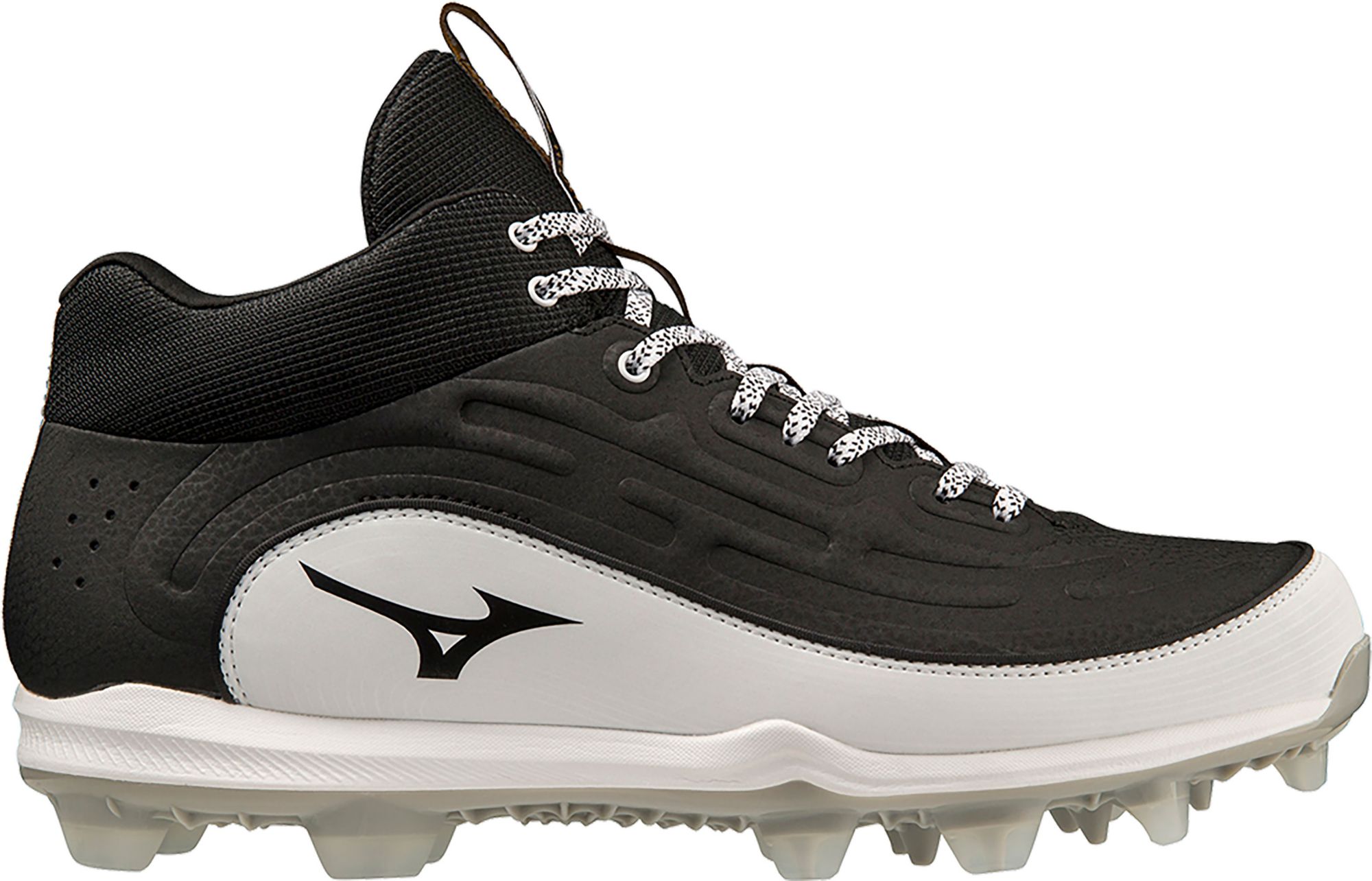 Mizuno Men’s Ambition 3 Mid TPU Baseball Cleats, Size 12.5, Black/White