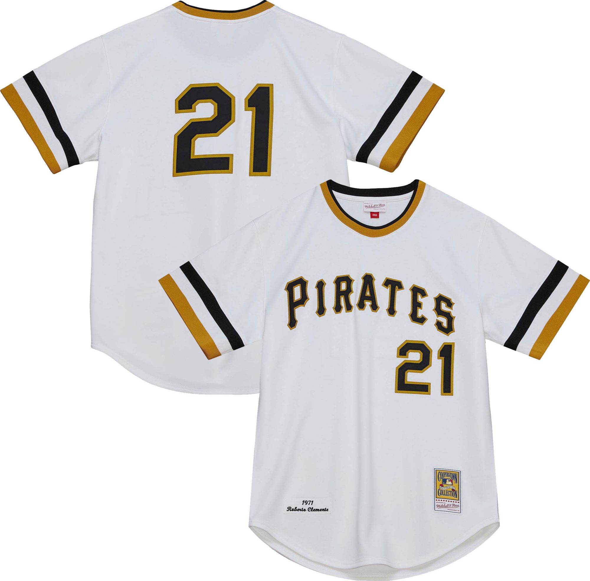 Mitchell & Ness Men's Roberto Clemente #21 White Cooperstown Home Authentic Jersey