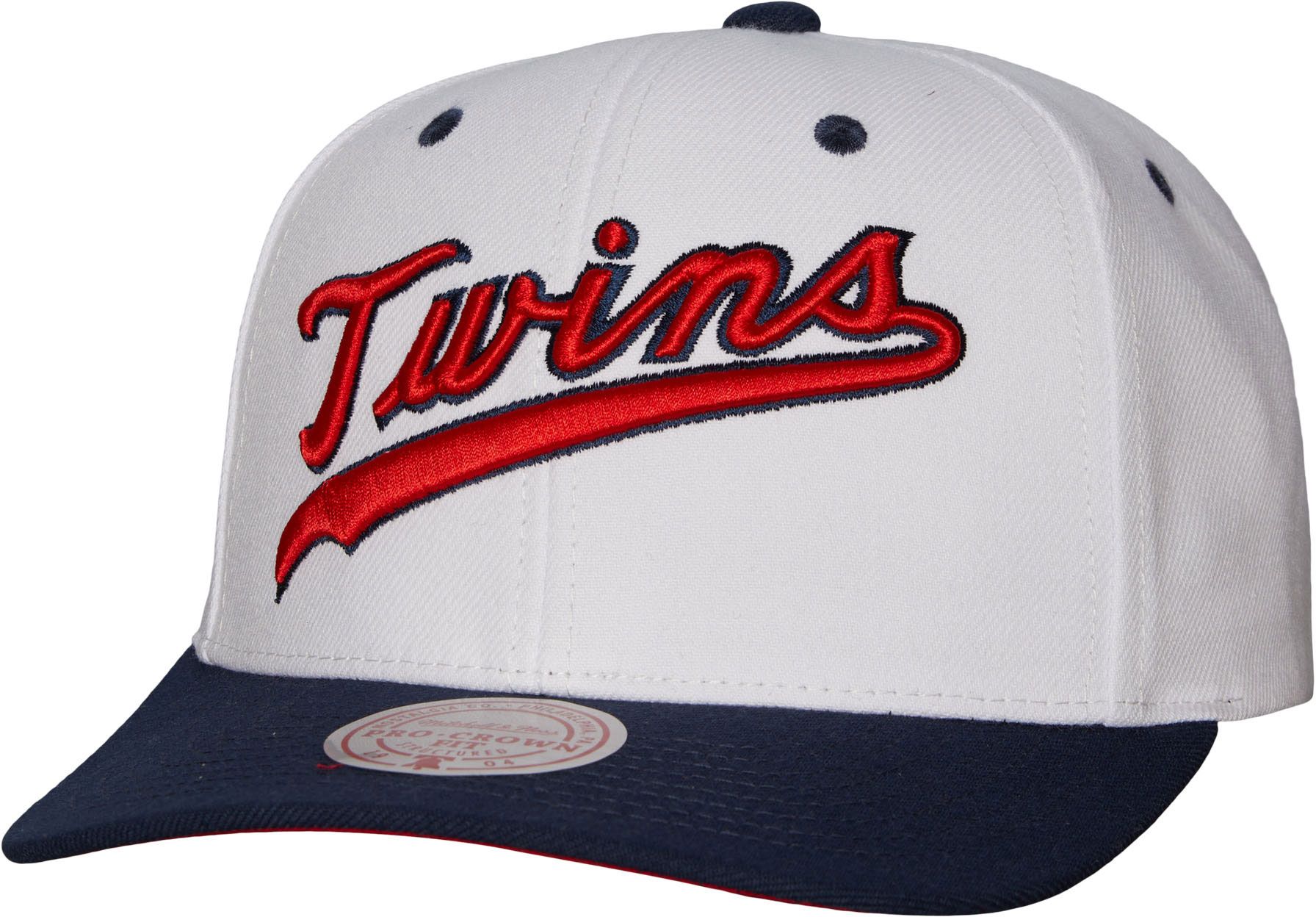 Mitchell &amp; Ness Men's Minnesota Twins White Coop Evergreen Snapback Hat