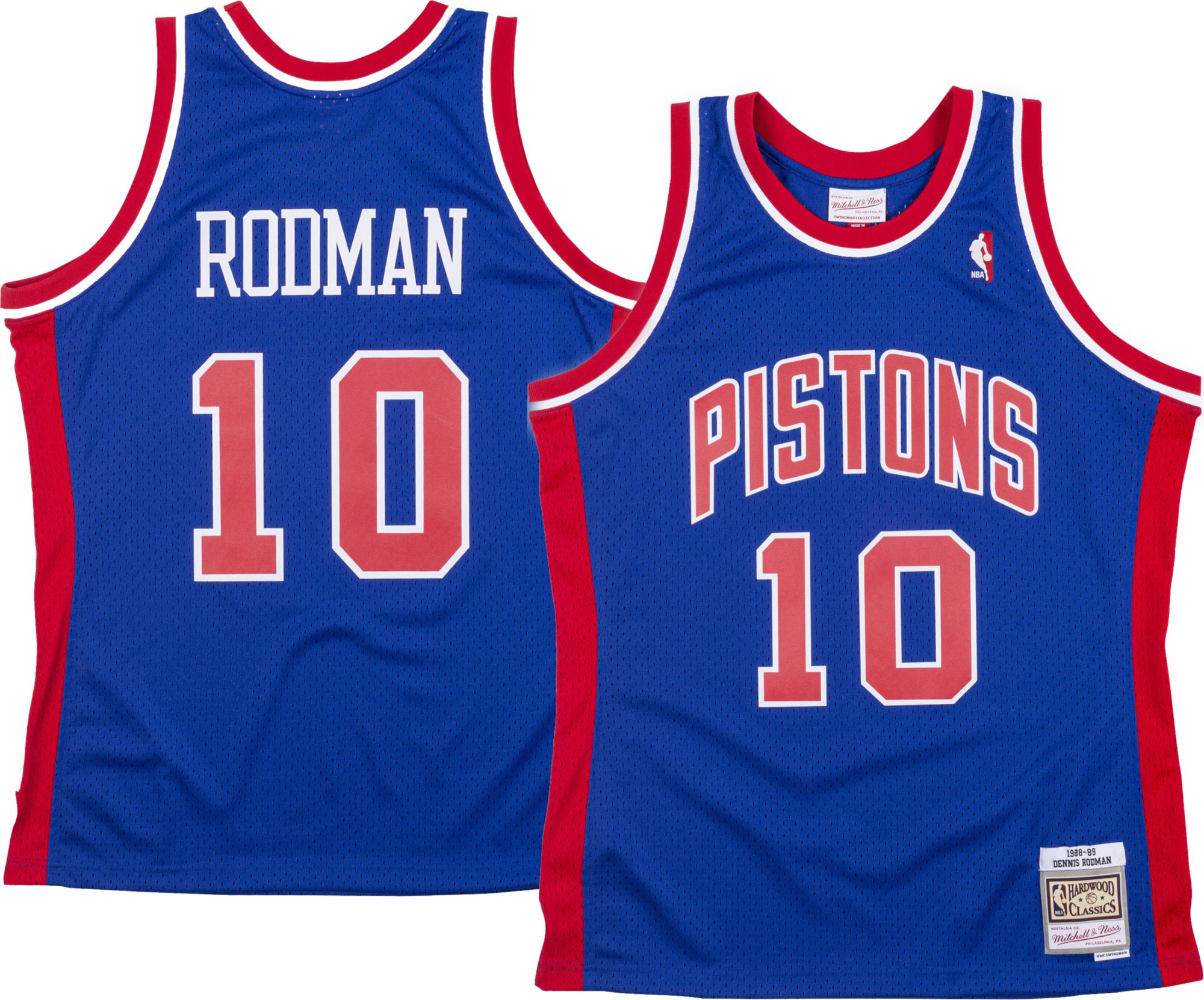 Mitchell and Ness Men's Detroit Pistons 1988 Dennis Rodman #10 Swingman Jersey