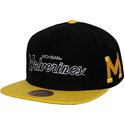 Mitchell & Ness Men's Michigan Wolverines Black Team Script Adjustable Snapback Hat