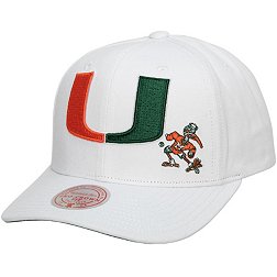 Mitchell & Ness Men's Miami Hurricanes White All In Adjustable Snapback Hat