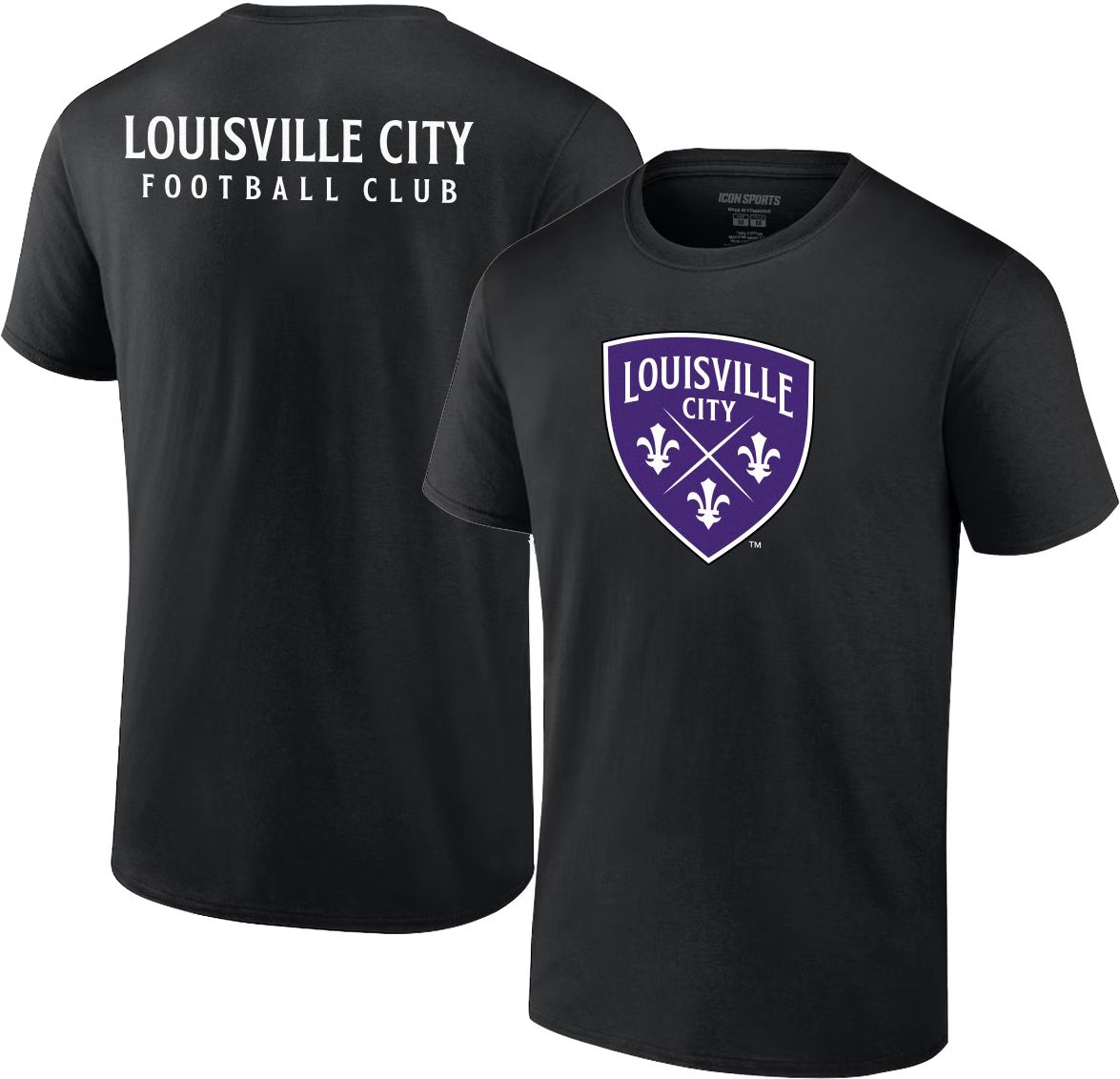 Icon Sports Group Louisville City FC 2-Hit Logo Black T-Shirt