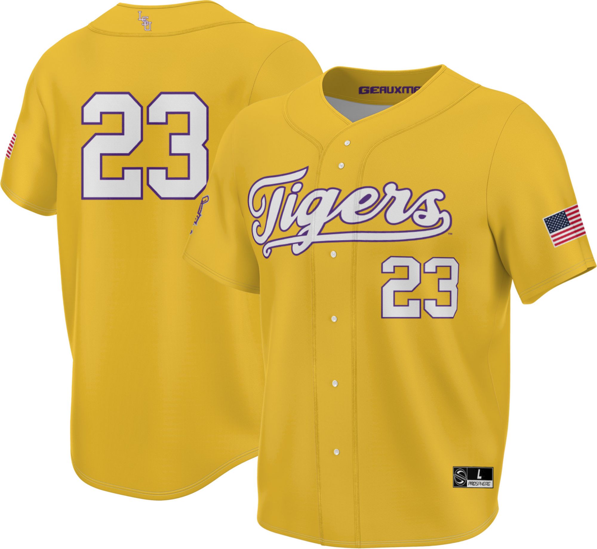ProSphere Men's LSU Tigers 2023 NCAA Baseball Men's College World Series Champions Gold Replica Baseball Jersey