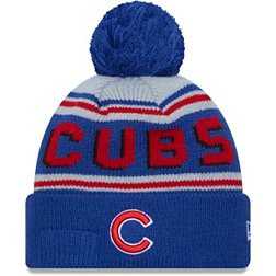 New Era Adult Chicago Cubs Blue Wordmark Pom Knit Hat