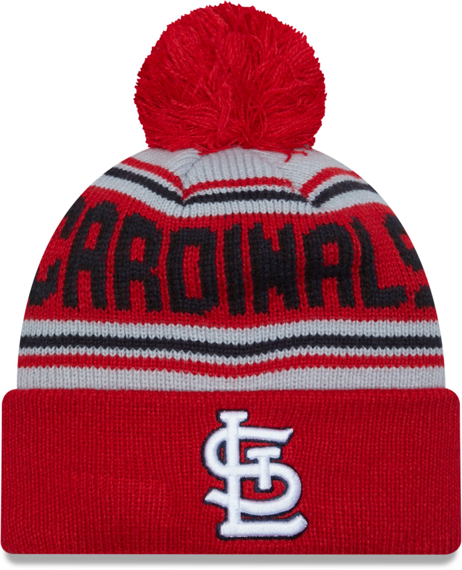 New Era Adult St. Louis Cardinals Red Wordmark Pom Knit Hat
