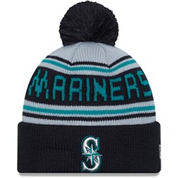 New Era Adult Seattle Mariners Navy Wordmark Pom Knit Hat