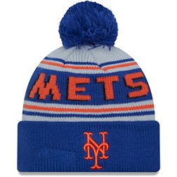 New Era Adult New York Mets Blue Wordmark Pom Knit Hat