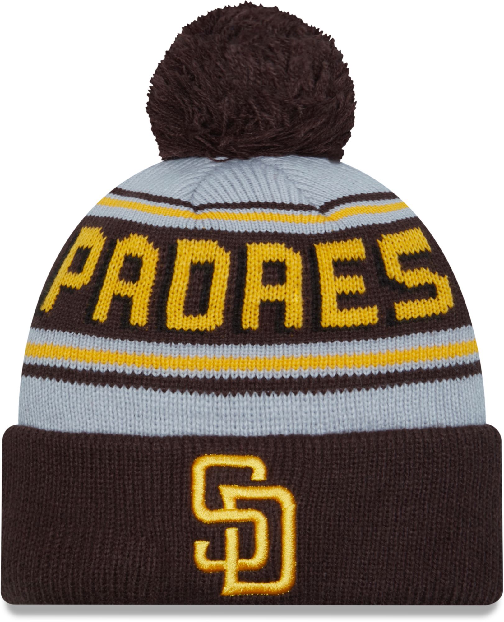 New Era Adult San Diego Padres Midnight Blue Wordmark Pom Knit Hat