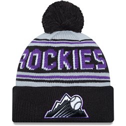 New Era Adult Colorado Rockies Purple Wordmark Pom Knit Hat