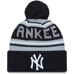 New Era Adult New York Yankees Blue Wordmark Pom Knit Hat