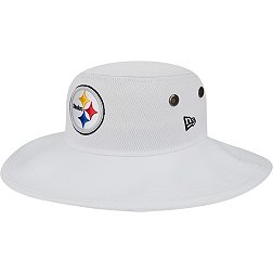 New Era Men's Pittsburgh Steelers Training Camp White Panama Bucket Hat