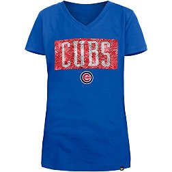 New Era Girls Chicago Cubs Blue Flip Sequin V-Neck T-Shirt