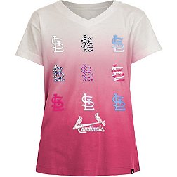 New Era Girl's St. Louis Cardinals Pink Dipdye V-Neck T-Shirt