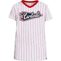 New Era Girls St. Louis Cardinals White Pinstripe V-Neck T-Shirt