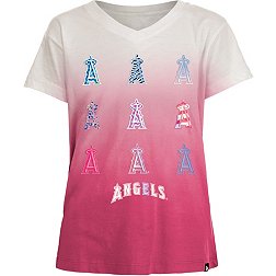 New Era Girl's Los Angeles Angels Pink Dipdye V-Neck T-Shirt