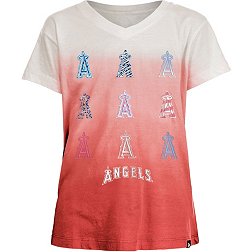 New Era Girl's Los Angeles Angels Red Dipdye V-Neck T-Shirt