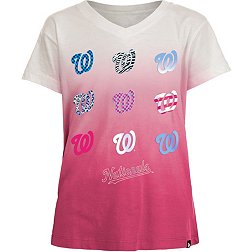 New Era Girl's Washington Nationals Pink Dipdye V-Neck T-Shirt