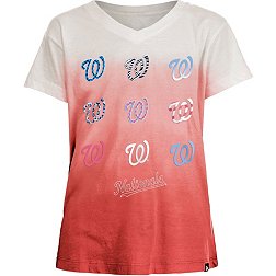 New Era Girl's Washington Nationals Red Dipdye V-Neck T-Shirt