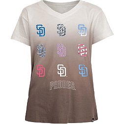 New Era Girl's San Diego Padres Dark Brown Dipdye V-Neck T-Shirt