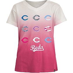 New Era Girl's Cincinnati Reds Pink Dipdye V-Neck T-Shirt
