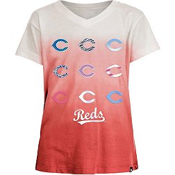 New Era Girl's Cincinnati Reds Red Dipdye V-Neck T-Shirt